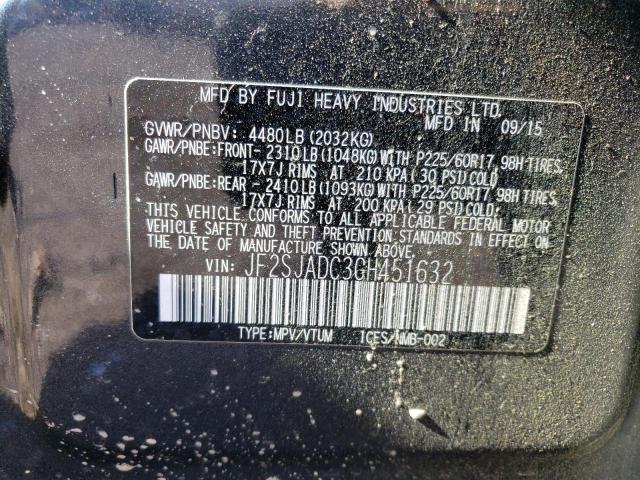 Photo 10 from auction – 2016 SUBARU FORESTER 2 with VIN JF2SJADC3GH451632