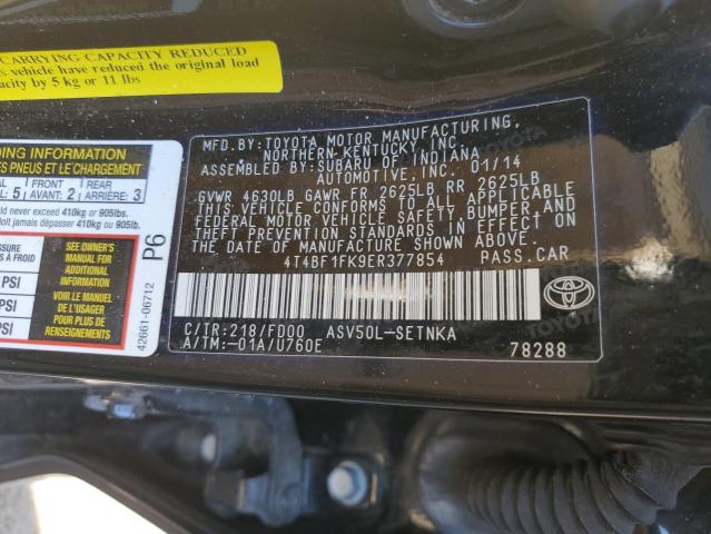 Photo 10 from auction – 2014 TOYOTA CAMRY L with VIN 4T4BF1FK9ER377854