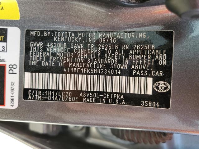 Photo 10 from auction – 2017 TOYOTA CAMRY LE with VIN 4T1BF1FK5HU334014