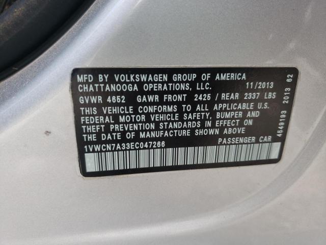 Photo 10 from auction – 2014 VOLKSWAGEN PASSAT SEL with VIN 1VWCN7A33EC047266