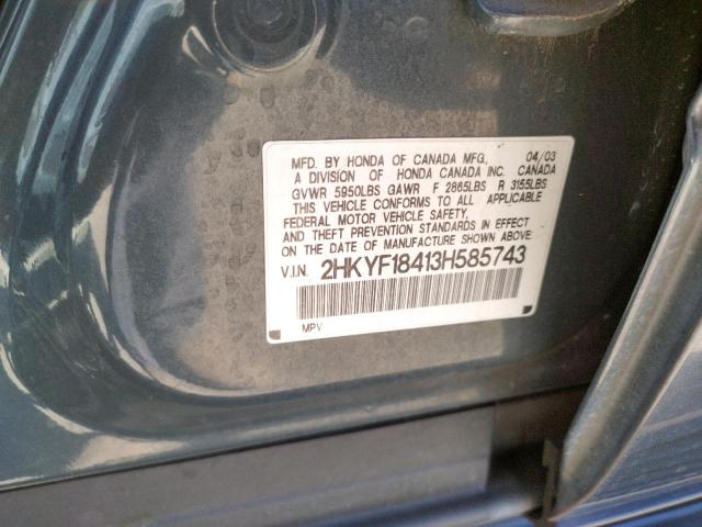 Photo 10 from auction – 2003 HONDA PILOT EX with VIN 2HKYF18413H585743