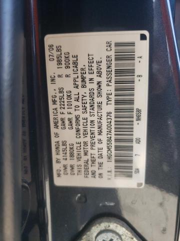 Photo 10 from auction – 2007 HONDA ACCORD EX with VIN 1HGCM55847A004376