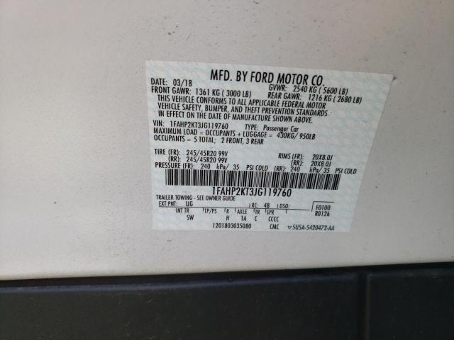 Photo 10 from auction – 2018 FORD TAURUS SHO with VIN 1FAHP2KT3JG119760