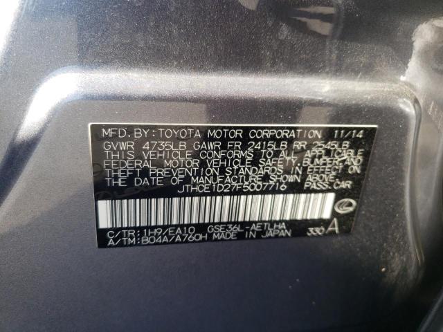 Photo 10 from auction – 2015 LEXUS IS 350 with VIN JTHCE1D27F5007716