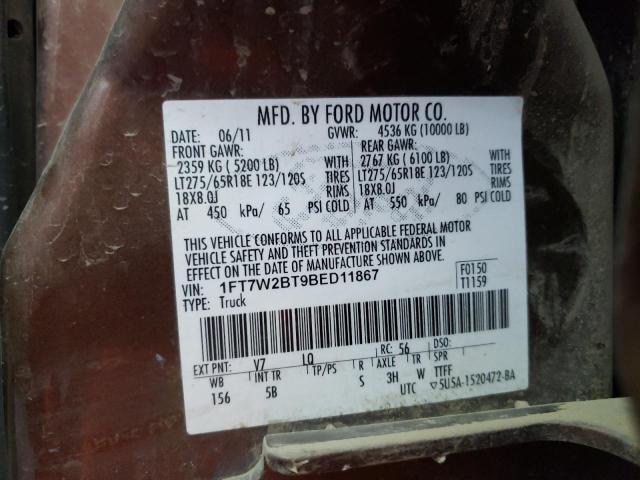 Photo 10 from auction – 2011 FORD F250 SUPER with VIN 1FT7W2BT9BED11867