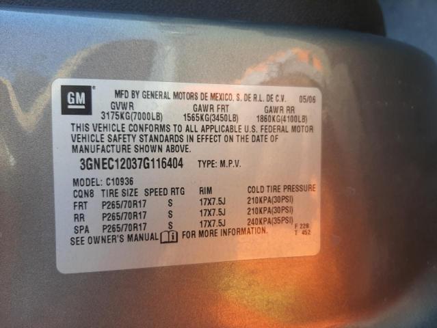 Photo 10 from auction – 2007 CHEVROLET AVALANCHE with VIN 3GNEC12037G116404