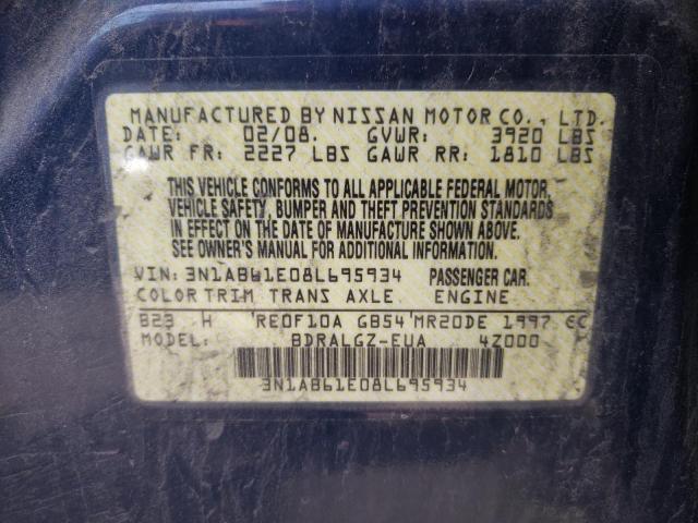 Photo 10 from auction – 2008 NISSAN SENTRA 2.0 with VIN 3N1AB61E08L695934