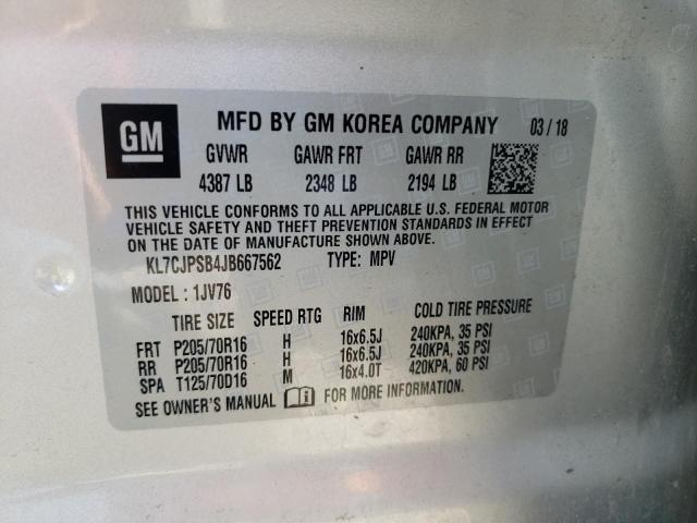 Photo 10 from auction – 2018 CHEVROLET TRAX 1LT with VIN KL7CJPSB4JB667562