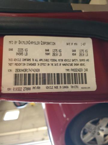 Photo 10 from auction – 2007 DODGE CHARGER SE with VIN 2B3KA43R17H742020