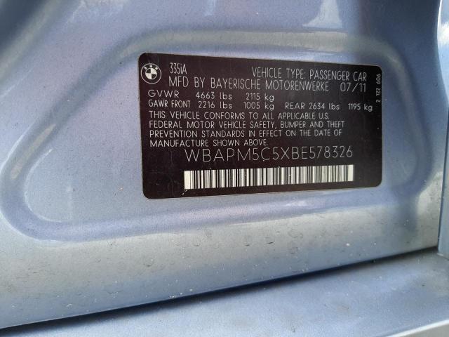 Photo 10 from auction – 2011 BMW 335 I with VIN WBAPM5C5XBE578326