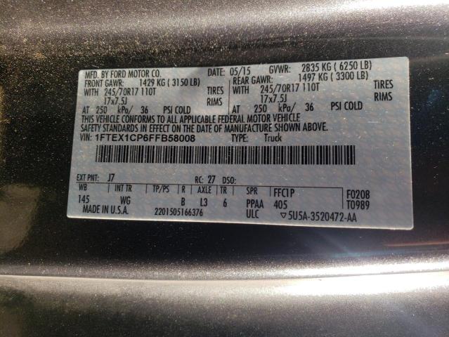 Photo 10 from auction – 2015 FORD F150 SUPER with VIN 1FTEX1CP6FFB58008