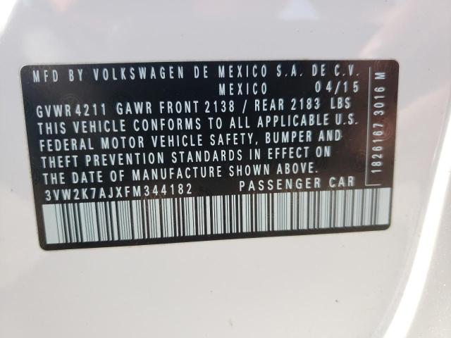 Photo 10 from auction – 2015 VOLKSWAGEN JETTA BASE with VIN 3VW2K7AJXFM344182