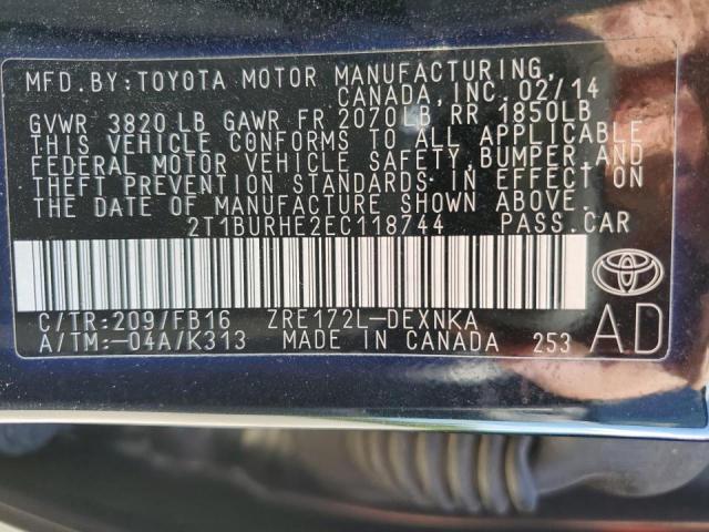 Photo 10 from auction – 2014 TOYOTA COROLLA L with VIN 2T1BURHE2EC118744