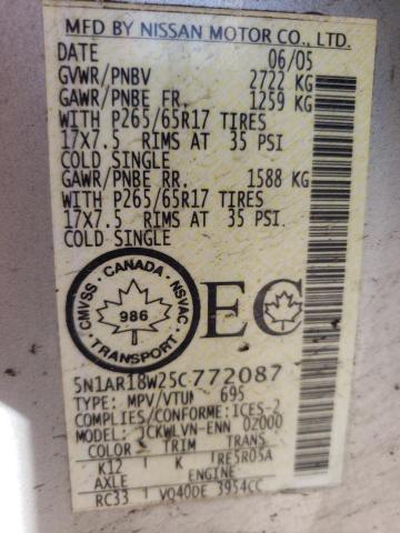 Photo 10 from auction – 2005 NISSAN PATHFINDER with VIN 5N1AR18W25C772087