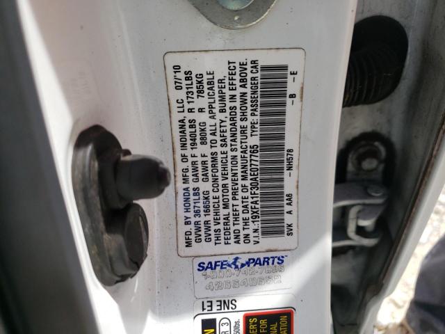 Photo 10 from auction – 2010 HONDA CIVIC VP with VIN 19XFA1F30AE077765