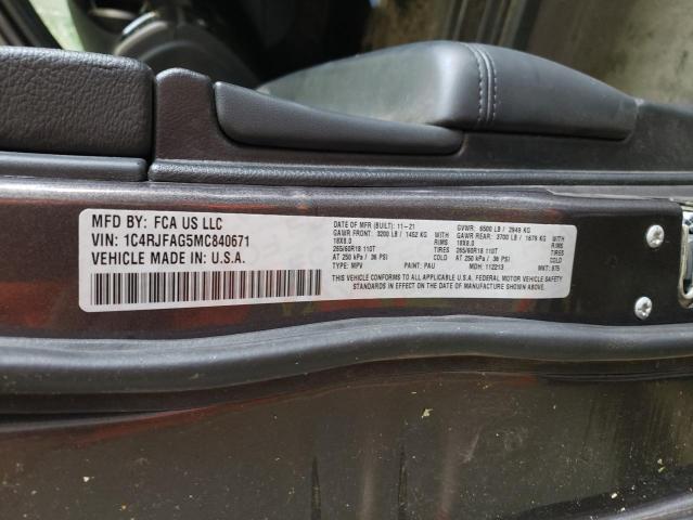 Photo 10 from auction – 2021 JEEP GRAND CHER with VIN 1C4RJFAG5MC840671