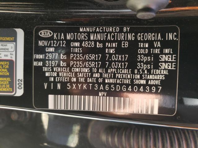 Photo 10 from auction – 2013 KIA SORENTO LX with VIN 5XYKT3A65DG404397