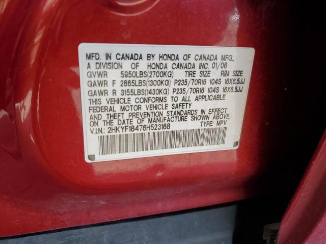 Photo 10 from auction – 2006 HONDA PILOT EX with VIN 2HKYF18476H523168