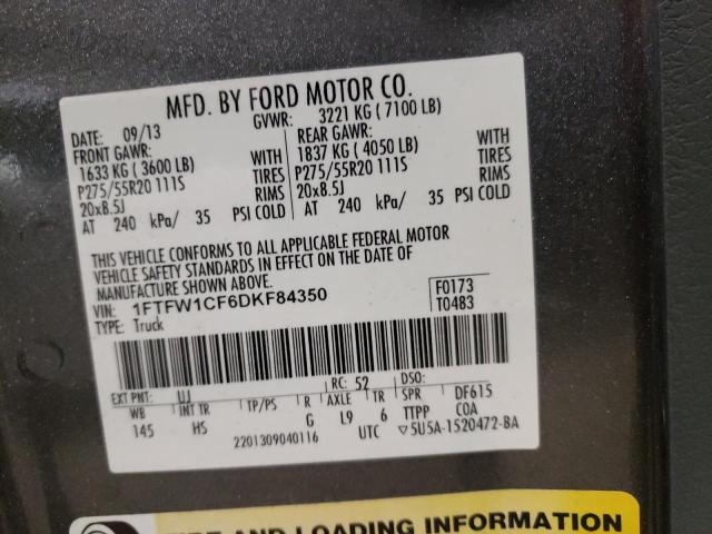 Photo 10 from auction – 2013 FORD F150 SUPER with VIN 1FTFW1CF6DKF84350