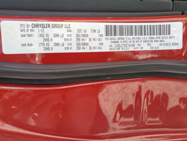 Photo 10 from auction – 2012 DODGE DURANGO R/ with VIN 1C4SDJCT9CC181482