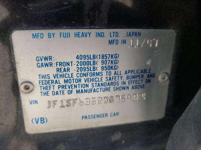 Photo 10 from auction – 1998 SUBARU FORESTER L with VIN JF1SF6352WG759384