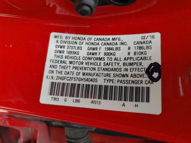 Photo 10 from auction – 2016 HONDA CIVIC LX with VIN 2HGFC2F57GH540405