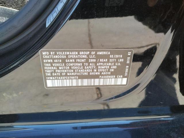 Photo 10 from auction – 2015 VOLKSWAGEN PASSAT S with VIN 1VWAT7A3XFC076973