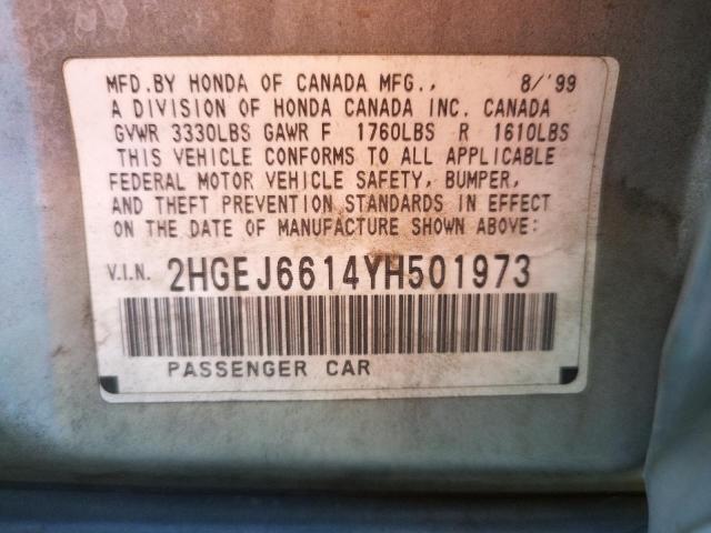 Photo 10 from auction – 2000 HONDA CIVIC BASE with VIN 2HGEJ6614YH501973