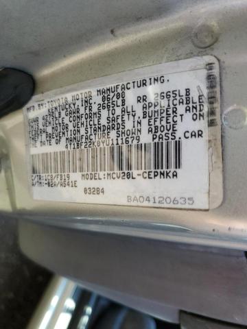 Photo 10 from auction – 2000 TOYOTA CAMRY LE with VIN 4T1BF22K0YU111679