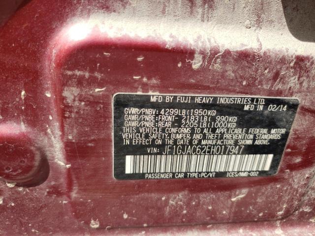 Photo 10 from auction – 2014 SUBARU IMPREZA PR with VIN JF1GJAC62EH017947