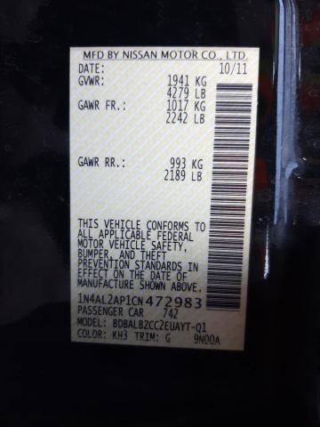 Photo 10 from auction – 2012 NISSAN ALTIMA BAS with VIN 1N4AL2AP1CN472983