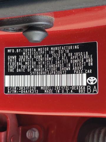Photo 10 from auction – 2018 TOYOTA COROLLA L with VIN 5YFBURHE3JP830612