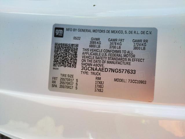 Photo 10 from auction – 2022 CHEVROLET SILVERADO with VIN 3GCNAAED7NG577633