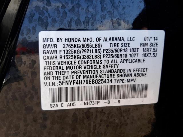 Photo 10 from auction – 2014 HONDA PILOT EXLN with VIN 5FNYF4H79EB025434