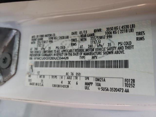 Photo 10 from auction – 2013 FORD ESCAPE SE with VIN 1FMCU0GX2DUC04426