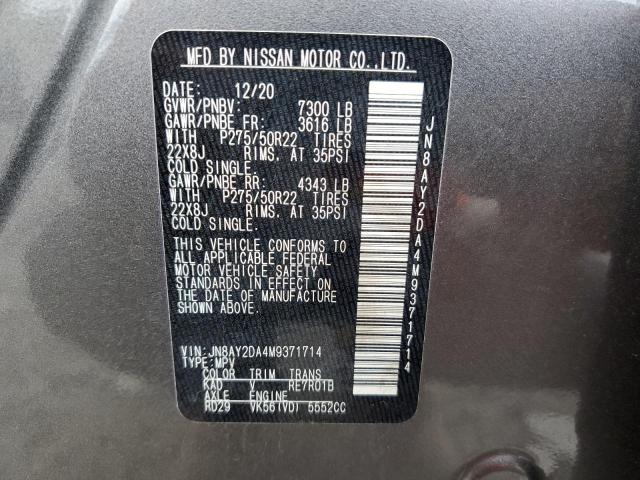 Photo 10 from auction – 2021 NISSAN ARMADA PLA with VIN JN8AY2DA4M9371714