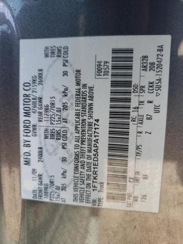 Photo 10 from auction – 2010 FORD RANGER SUP with VIN 1FTKR1ED5APA17174