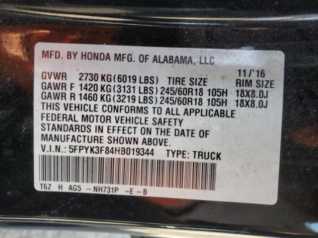 Photo 10 from auction – 2017 HONDA RIDGELINE with VIN 5FPYK3F84HB019344