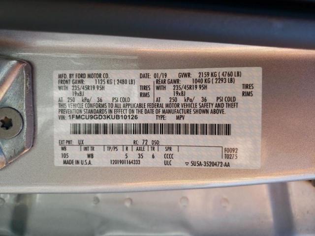 Photo 10 from auction – 2019 FORD ESCAPE SE with VIN 1FMCU9GD3KUB10126