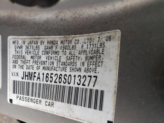 Photo 10 from auction – 2006 HONDA CIVIC LX with VIN JHMFA16526S013277