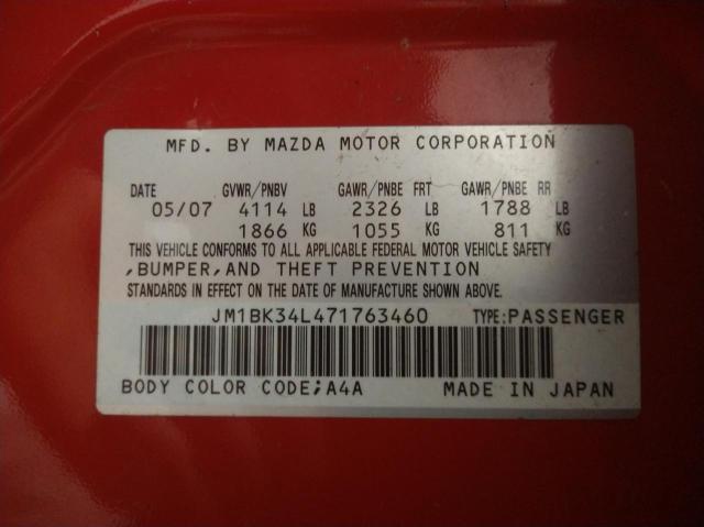 Photo 10 from auction – 2007 MAZDA SPEED 3 with VIN JM1BK34L471763460