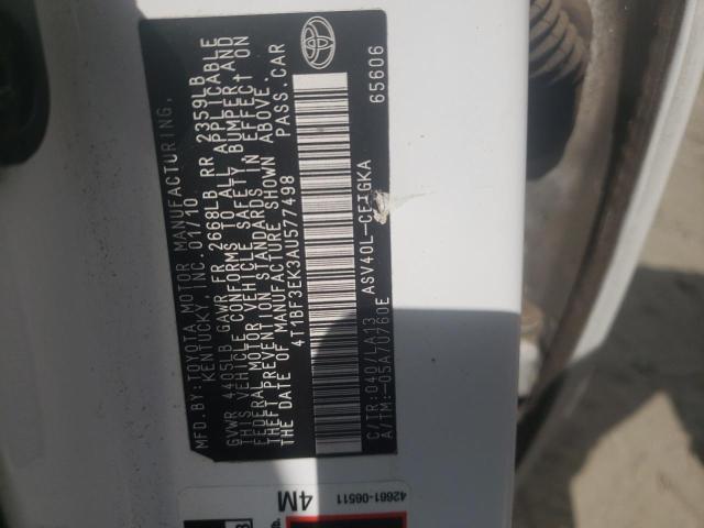 Photo 10 from auction – 2010 TOYOTA CAMRY BASE with VIN 4T1BF3EK3AU577498