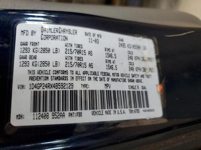 Photo 10 from auction – 2004 DODGE GRAND CARA with VIN 1D4GP24RX4B592129