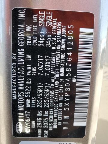 Photo 10 from auction – 2018 KIA SORENTO LX with VIN 5XYPGDA58JG412805