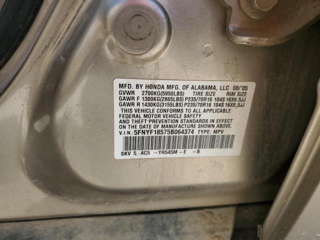 Zdjęcie 10 z aukcji – 2005 HONDA PILOT EXL z VIN 5FNYF18575B064374