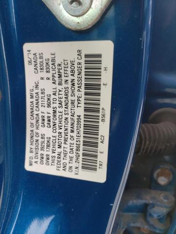 Photo 10 from auction – 2014 HONDA CIVIC SI with VIN 2HGFB6E51EH703994