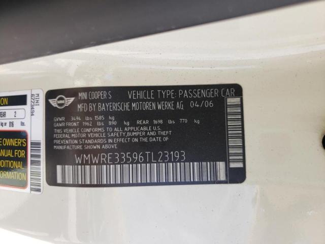 Photo 10 from auction – 2006 MINI COOPER S with VIN WMWRE33596TL23193