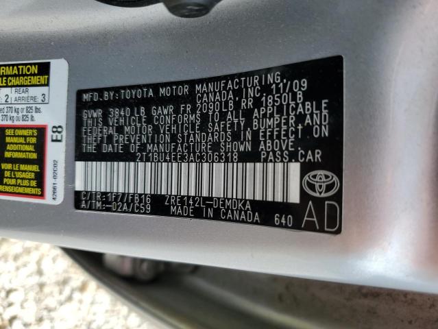 Photo 10 from auction – 2010 TOYOTA COROLLA BA with VIN 2T1BU4EE3AC306318