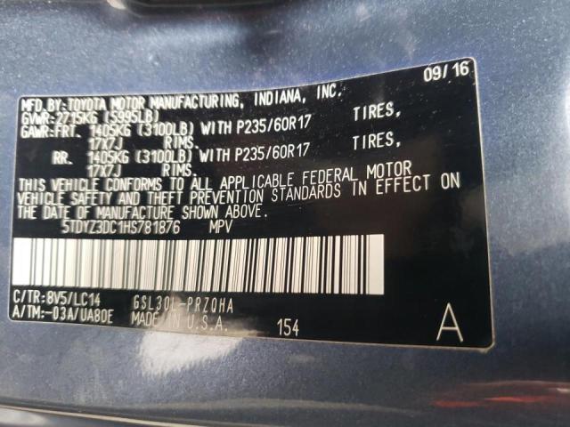 Photo 10 from auction – 2017 TOYOTA SIENNA XLE with VIN 5TDYZ3DC1HS781876