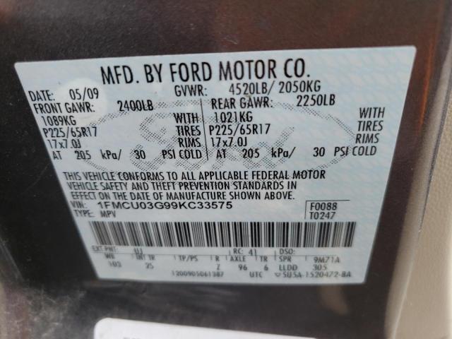 Photo 10 from auction – 2009 FORD ESCAPE XLT with VIN 1FMCU03G99KC33575